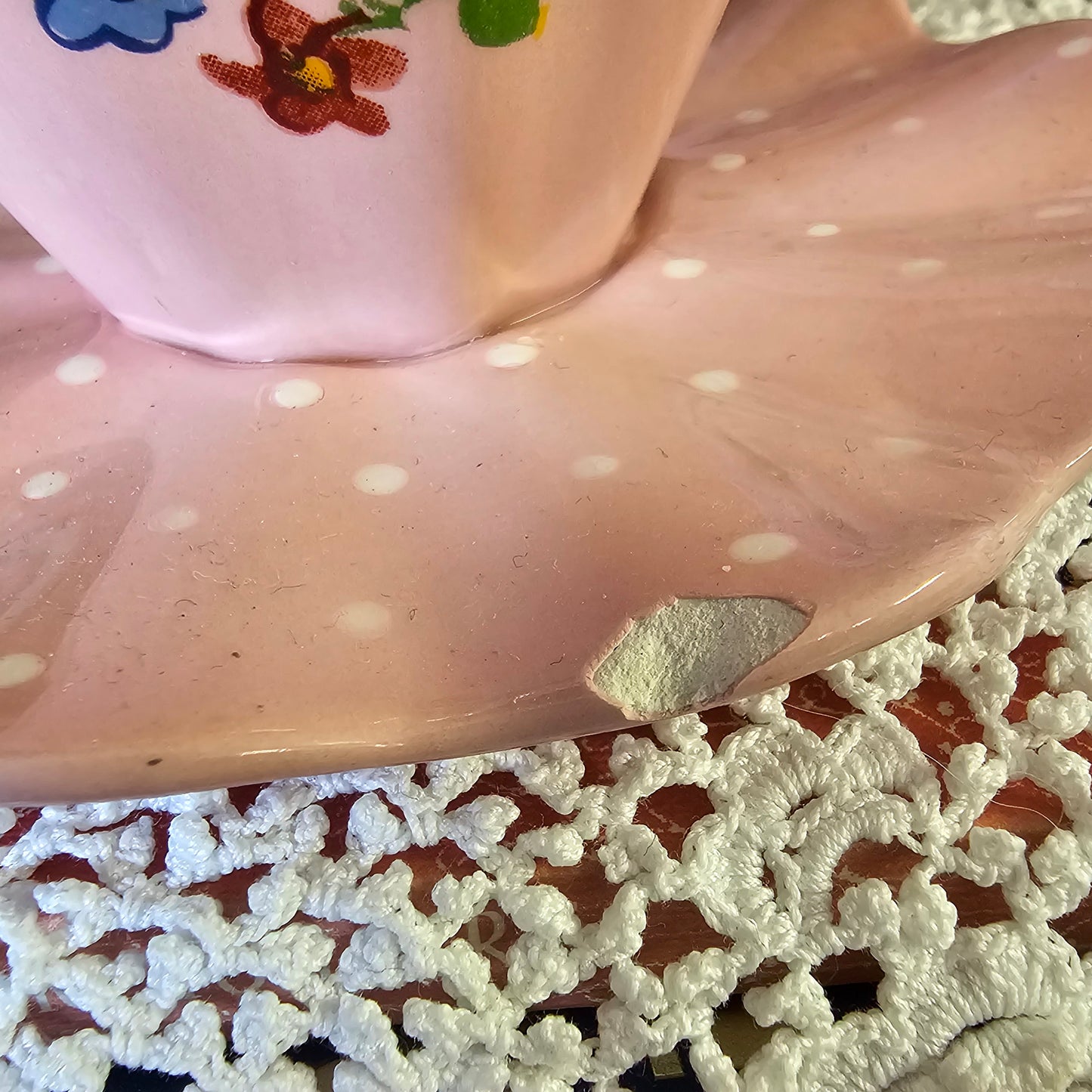 Pre-loved Teacup & Saucer Tealight Holder (Pink Polka Dot & Rose Detail)