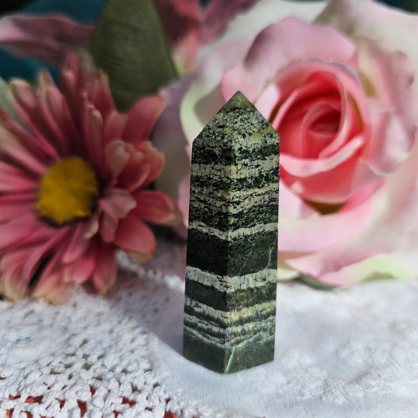 Green Zebra Agate Towers