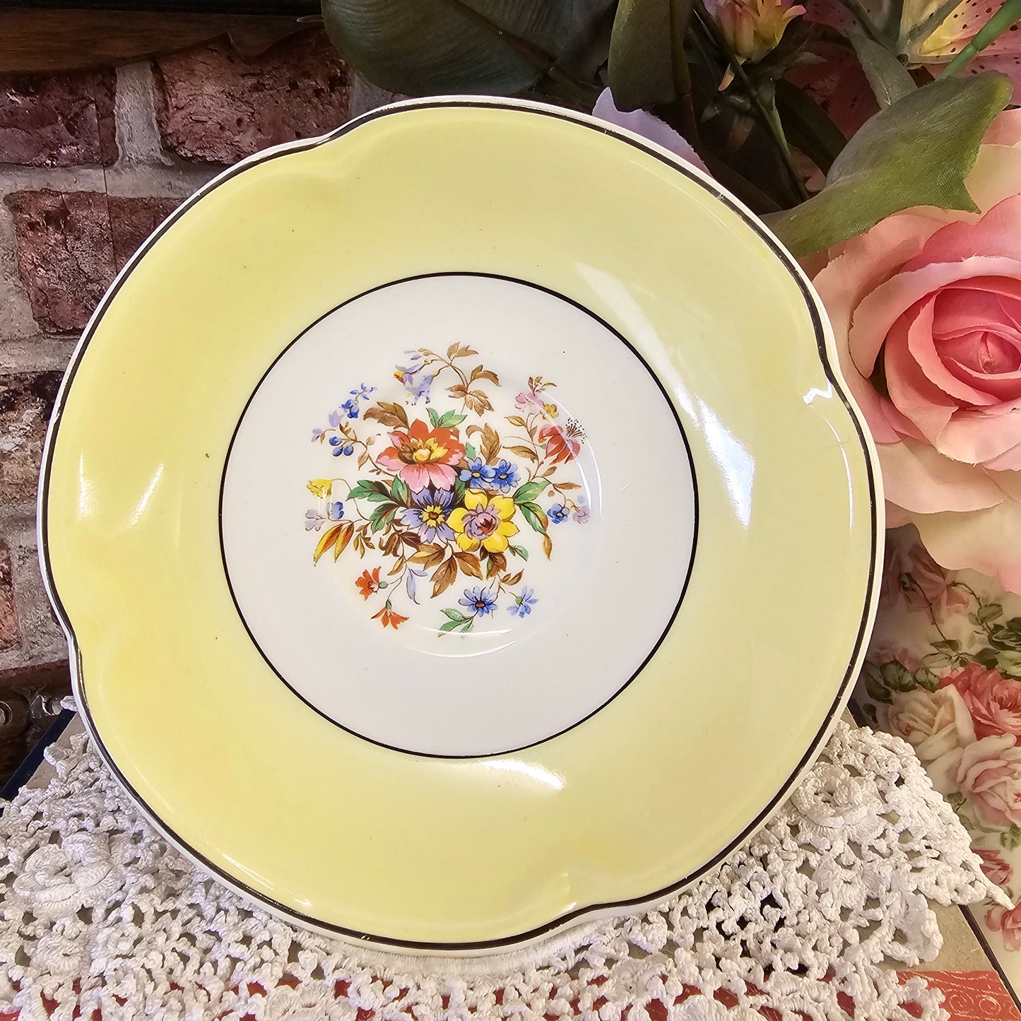 Vintage Johnson Brothers Side Plate ~ Pareek Yellow Floral Pattern