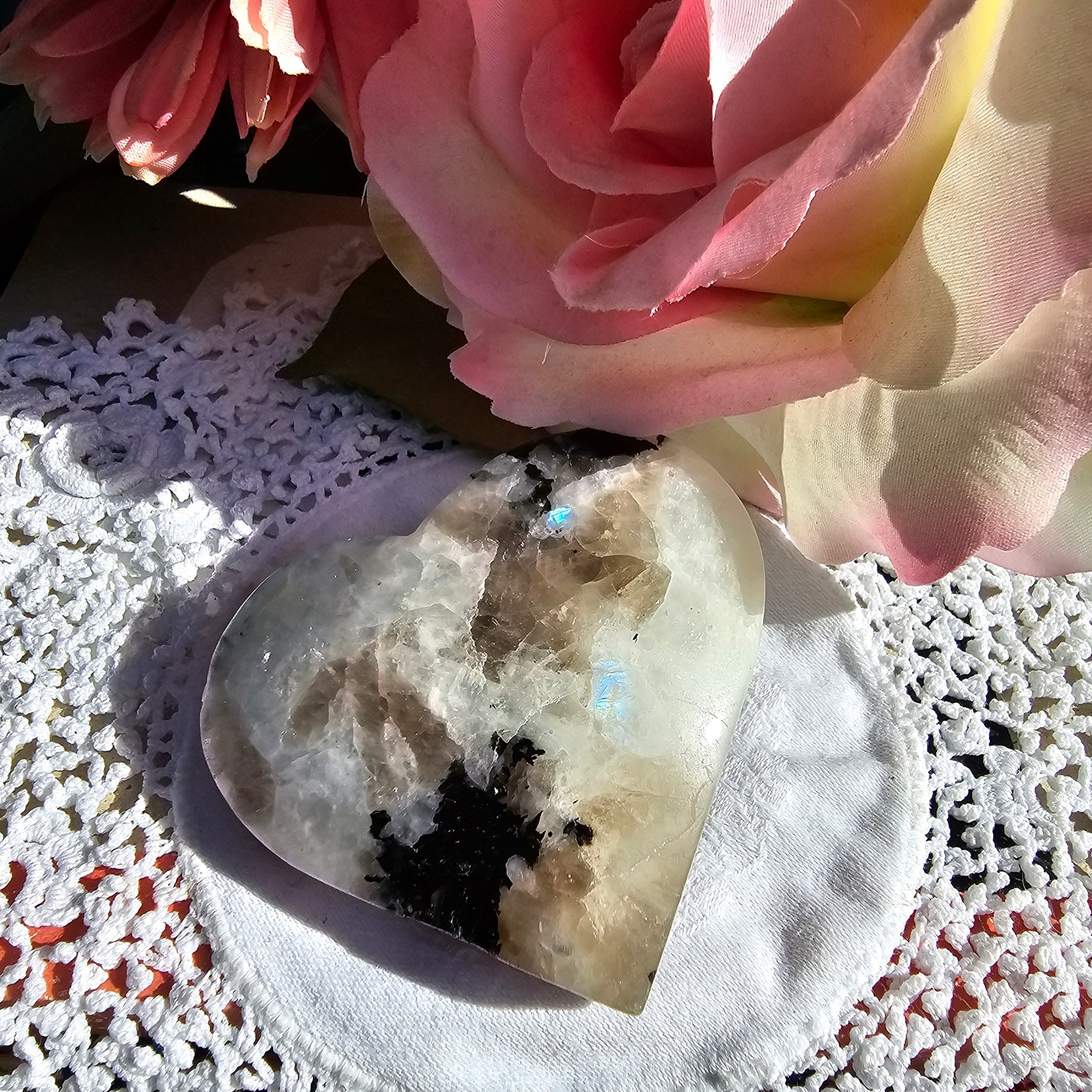 Rainbow Moonstone Heart