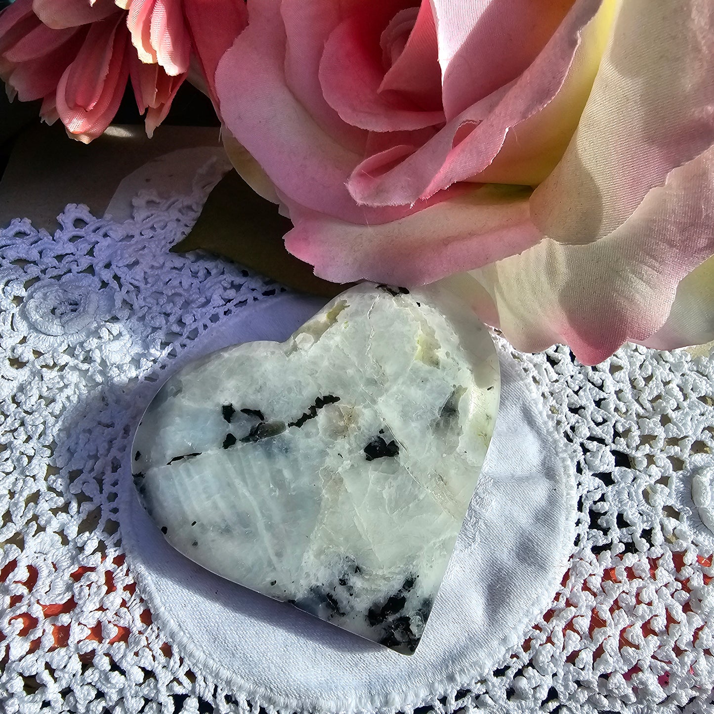 Rainbow Moonstone Heart