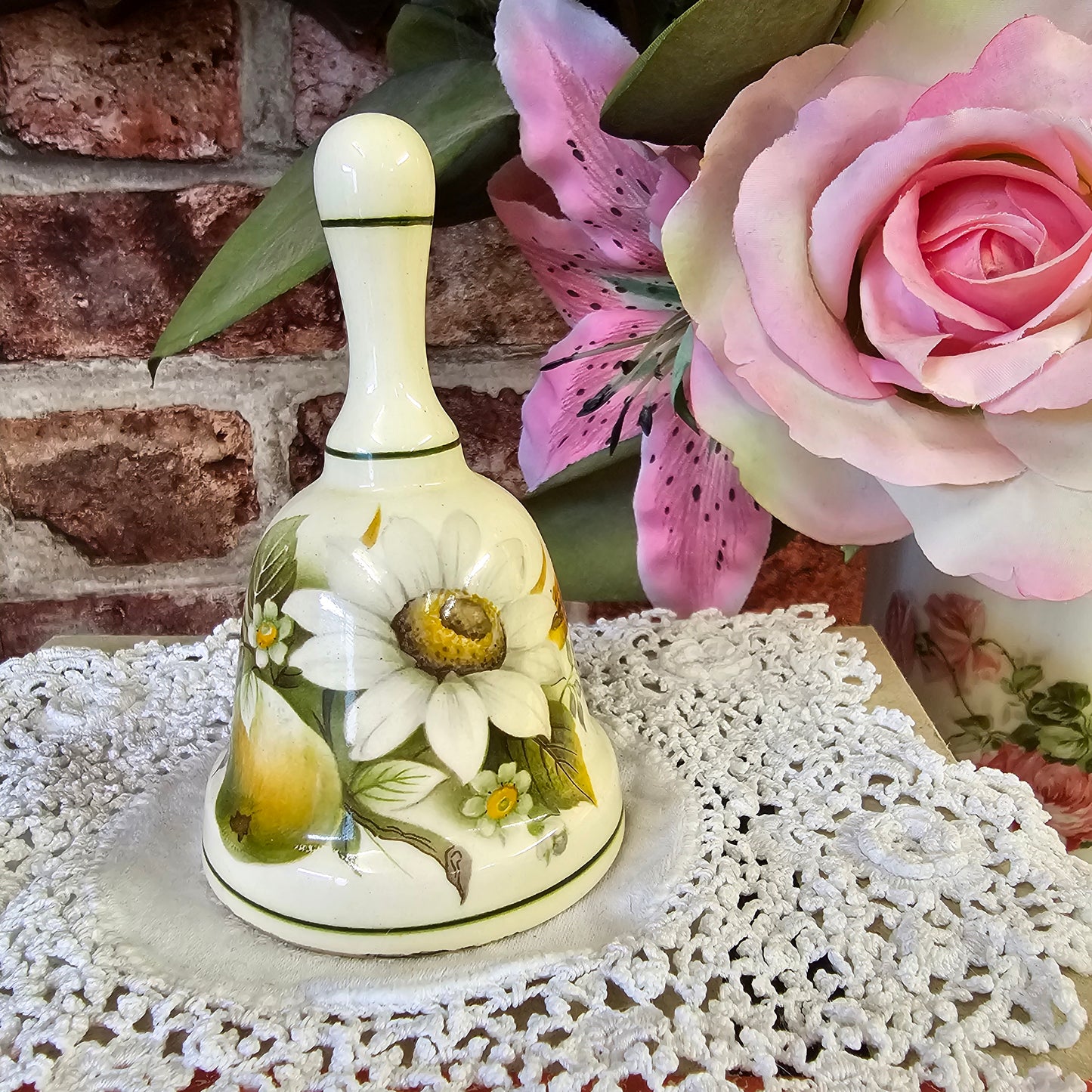 Vintage Brixham Pottery Bell – Apple & Blossom Design
