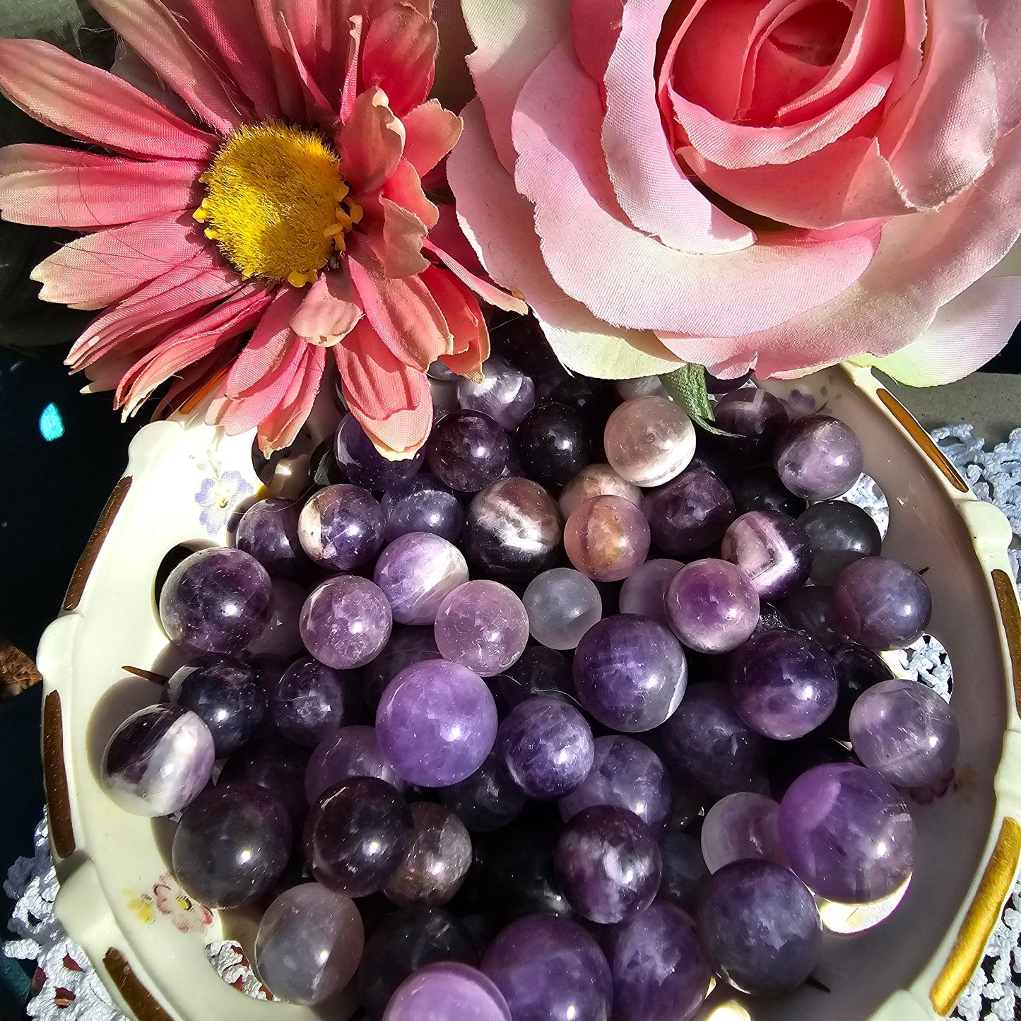 Mini Crystal Spheres – Amethyst & Rose Quartz