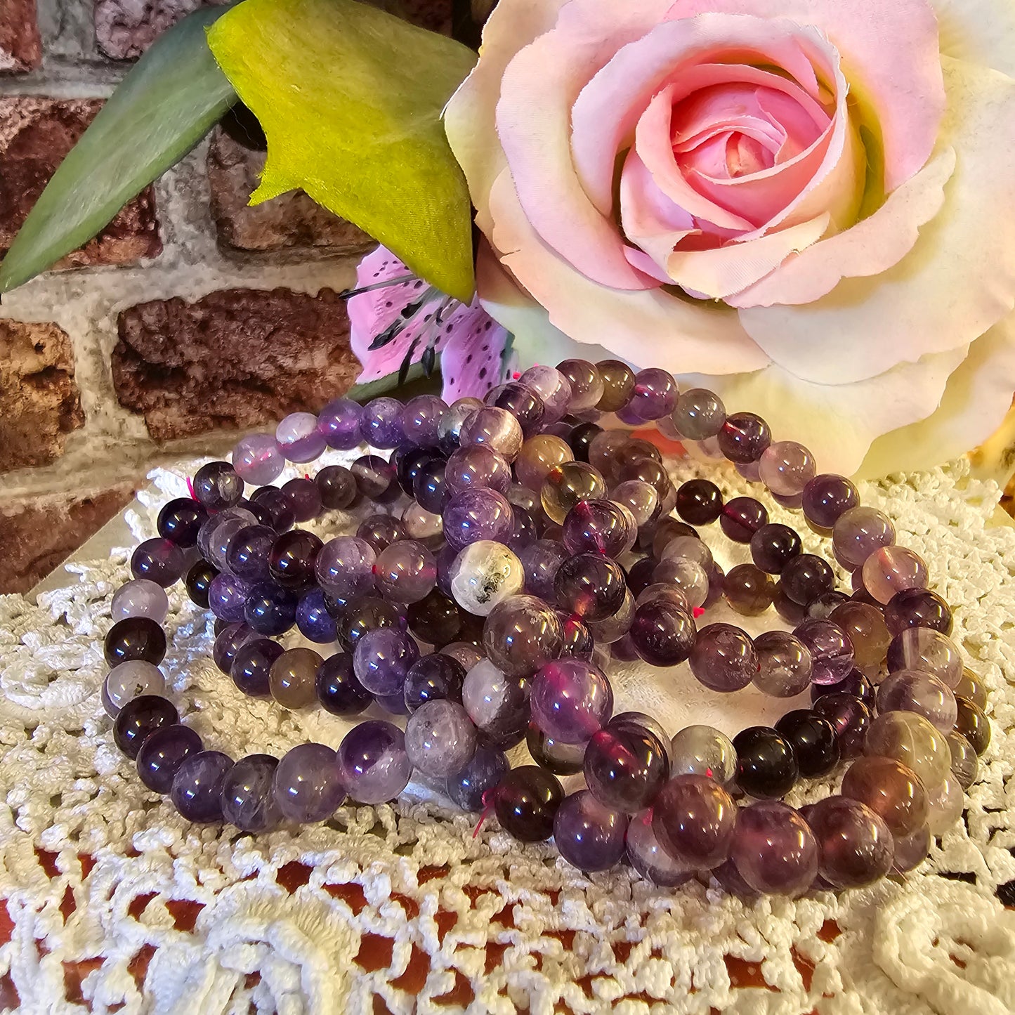 Rose Quartz, Amethyst & Lavender Rose Quartz Bracelets