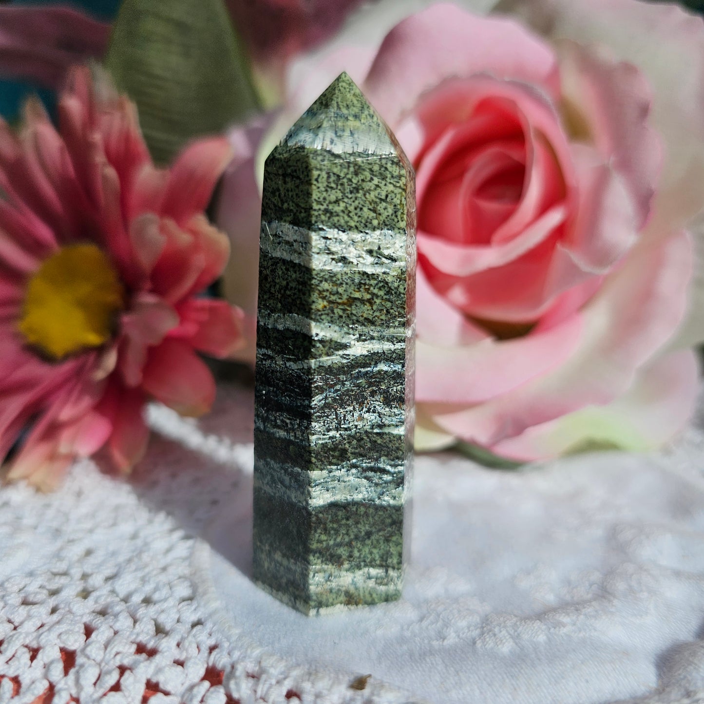 Green Zebra Agate Towers