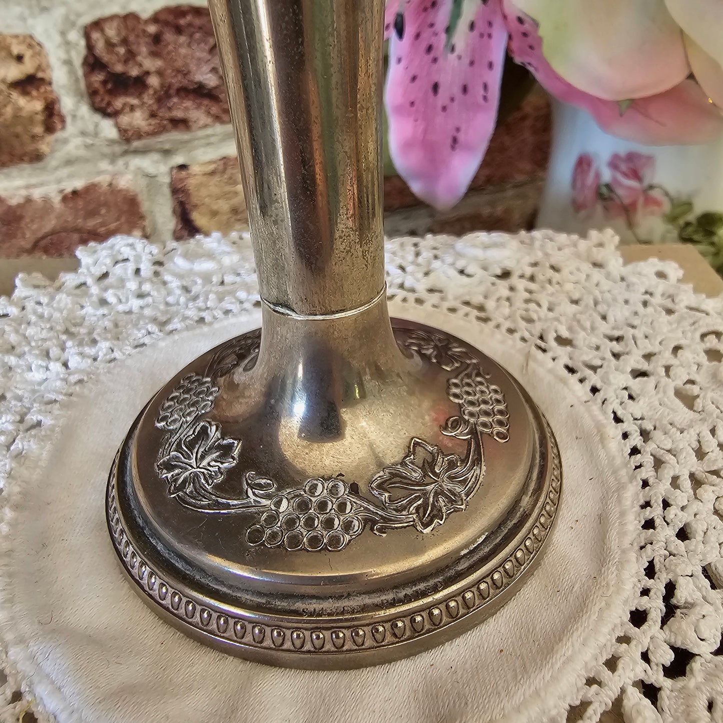 Vintage Silver-Plated Grapevine Bud Holder