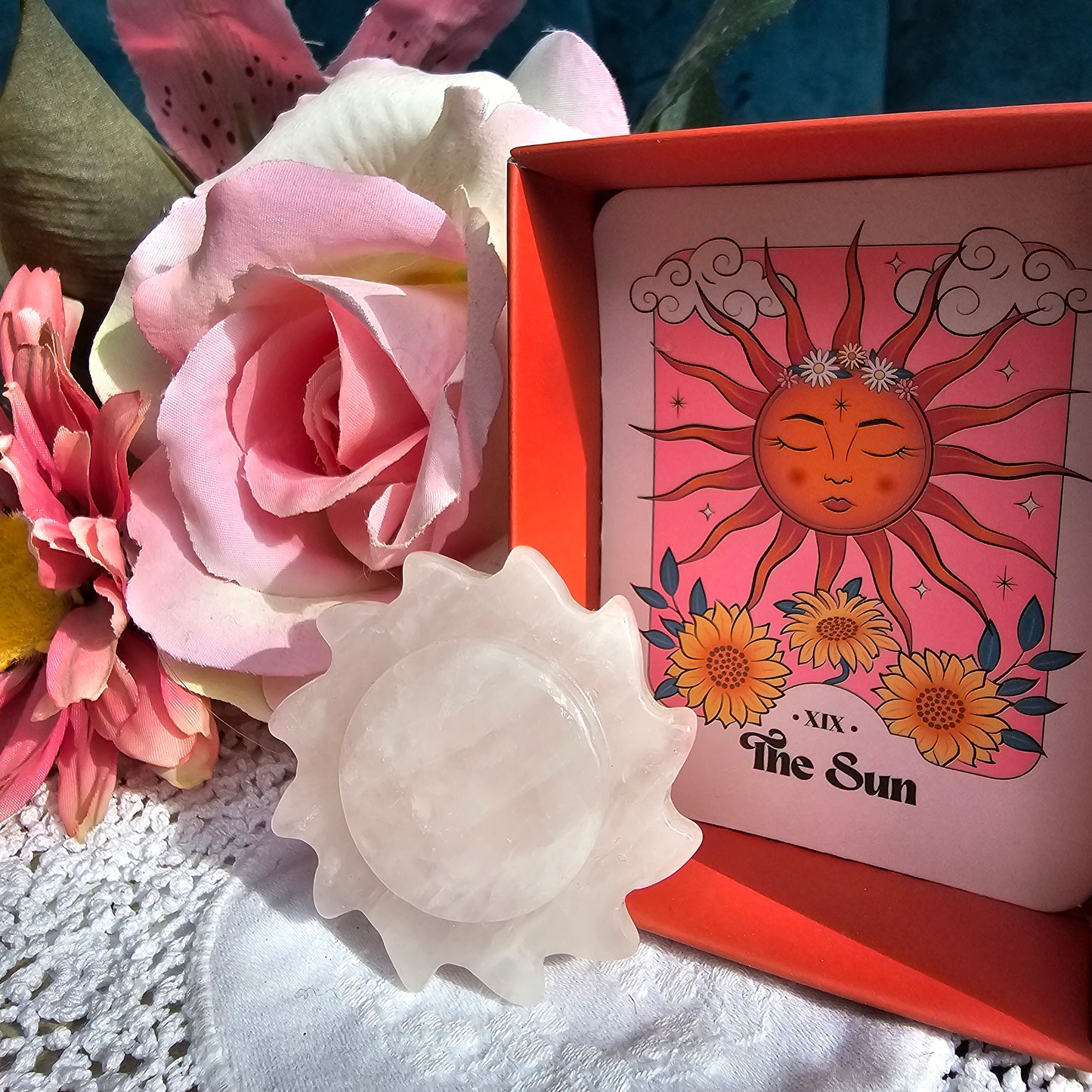Rose Quartz Sun in gift box