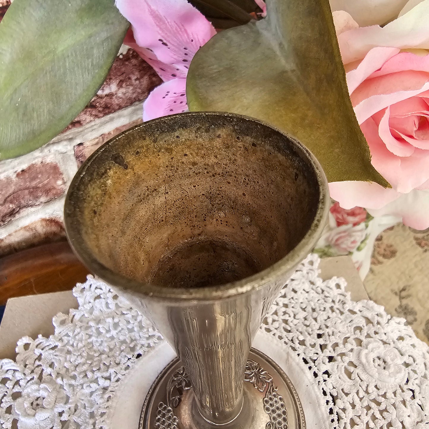 Vintage Silver-Plated Grapevine Bud Holder