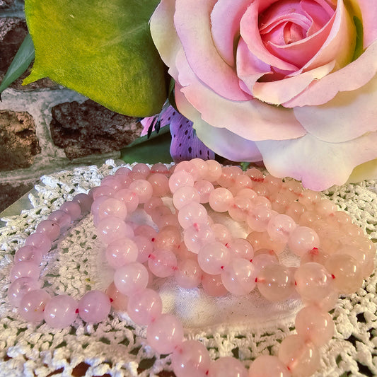 Rose Quartz, Amethyst & Lavender Rose Quartz Bracelets