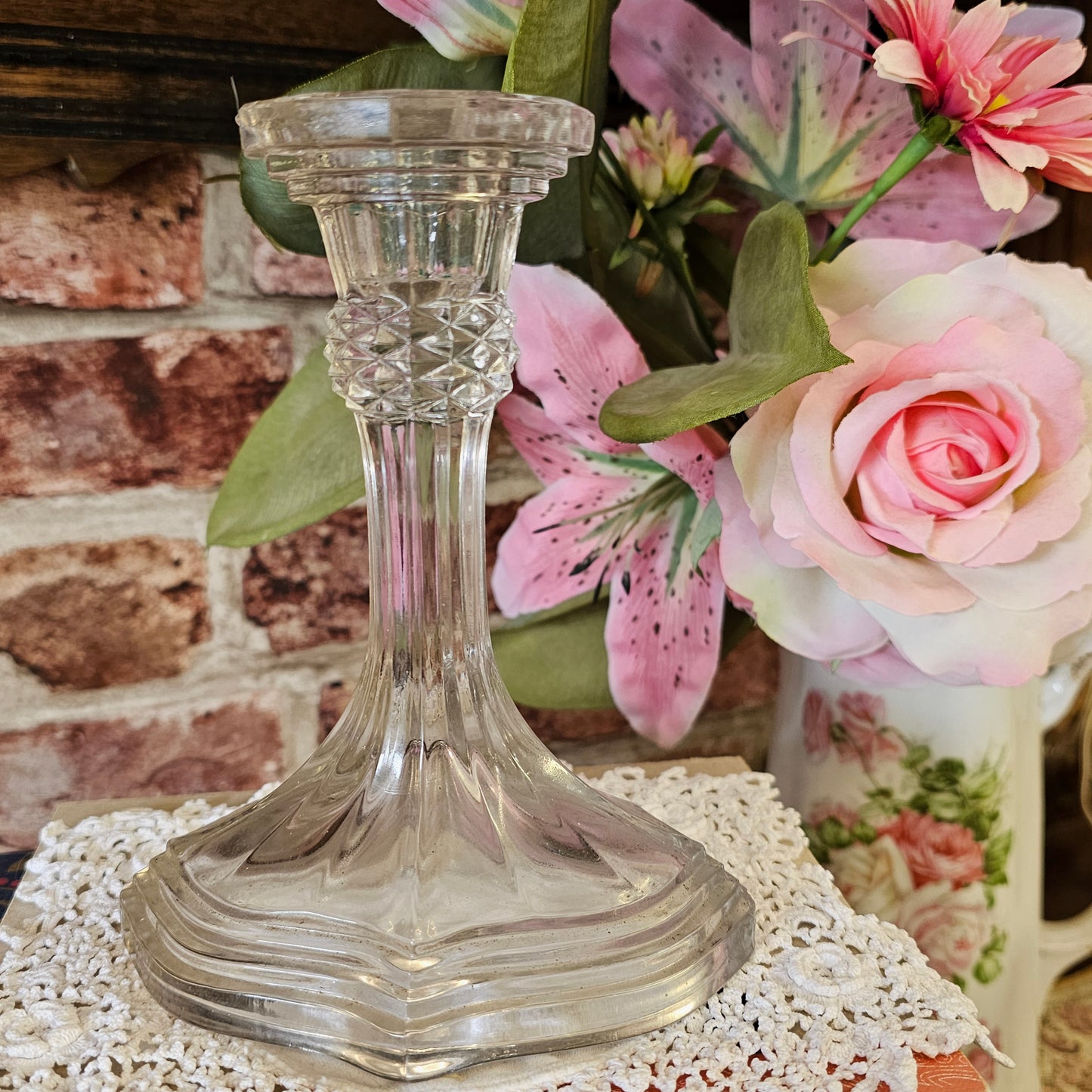 Vintage Glass Candlestick ~ 1930s–1940s