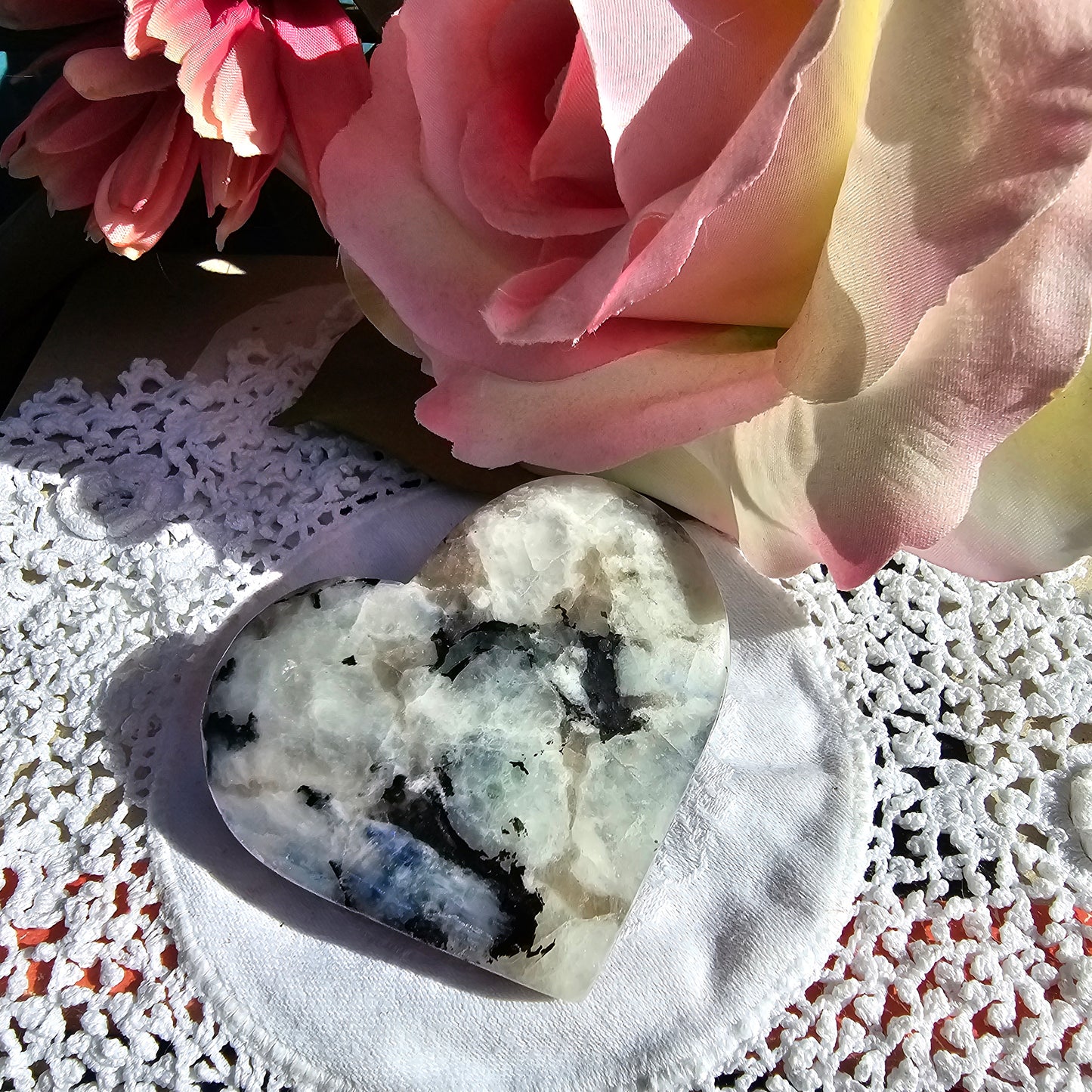 Rainbow Moonstone Heart